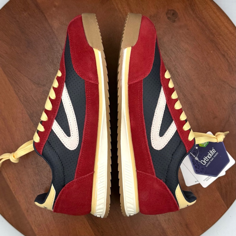 Tretorn Rawlins 2.0 Sneakers Colorblock Red Navy Yellow Retro Sporty Womens 9 - Picture 8 of 12